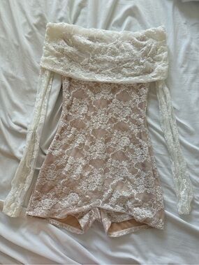Ivory Lace Off-Shoulder Romper